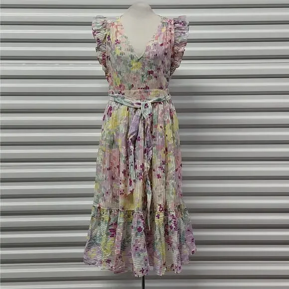 Kate Spade New York Dress Size 6 Cream Painted Petals Burnout Boho Cottagecore - Picture 3 of 10